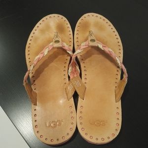UGG leather woven strap flip flops